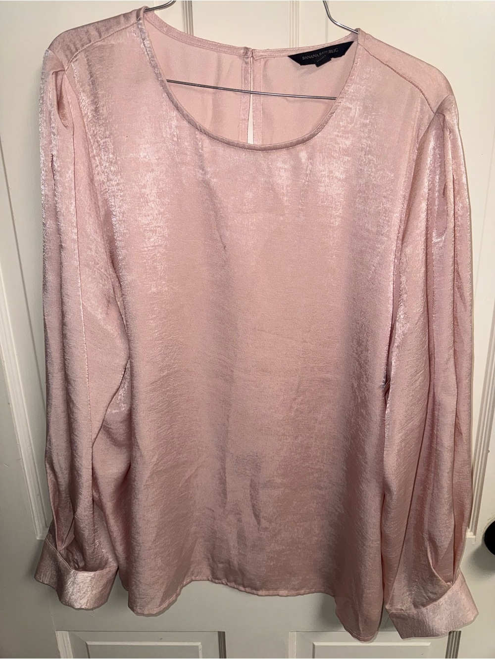 Banana Republic Light Pink Satin Long-Sleeve Blouse